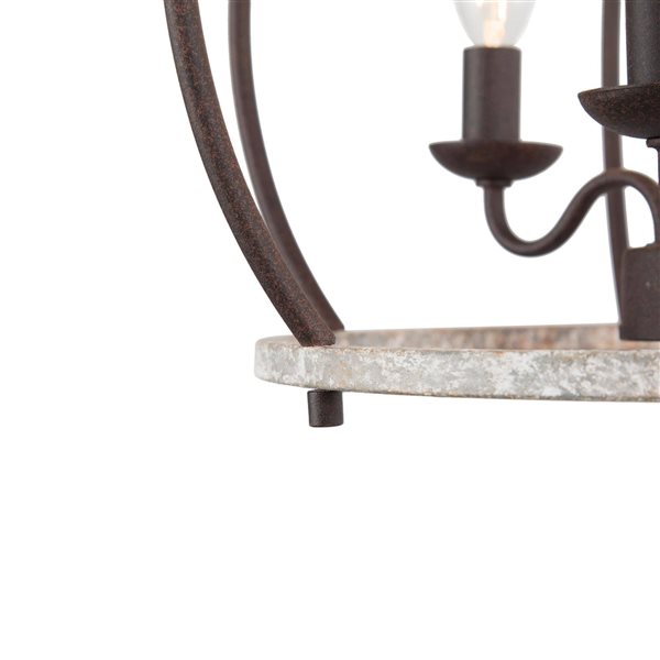 LNC Ribbon 3-Light Bronze and Distressed Off-white Globe Farmhouse Chandelier