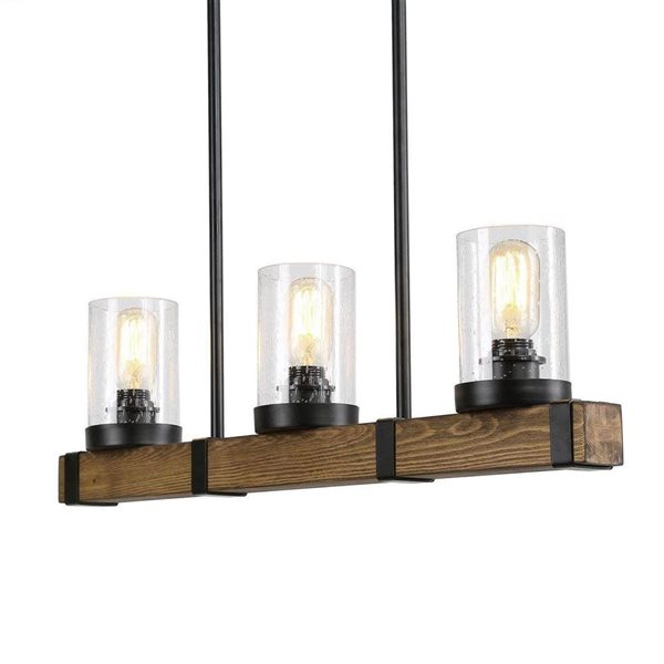 LNC Holmes Wood and Black Farmhouse Kitchen Island Light