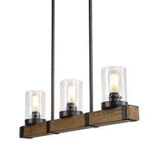 LNC Holmes Wood and Black Farmhouse Kitchen Island Light