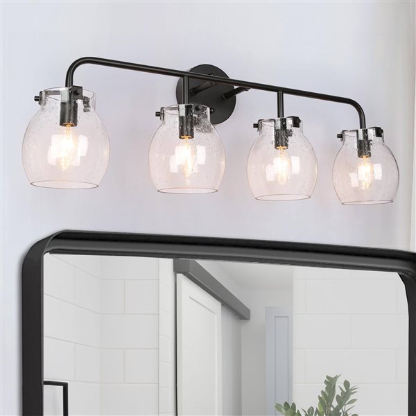 LNC Ellan 4-Light Black Farmhouse Vanity Light Bar