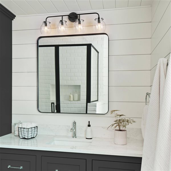 LNC Ellan 4-Light Black Farmhouse Vanity Light Bar