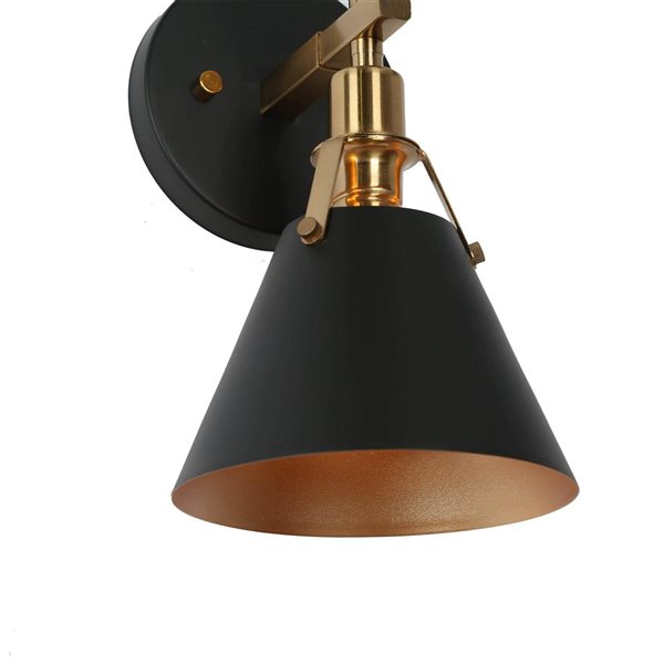 LNC 6-in W 1-Light Matte Black and Polished Brass Bell Shape Modern Wall Sconce