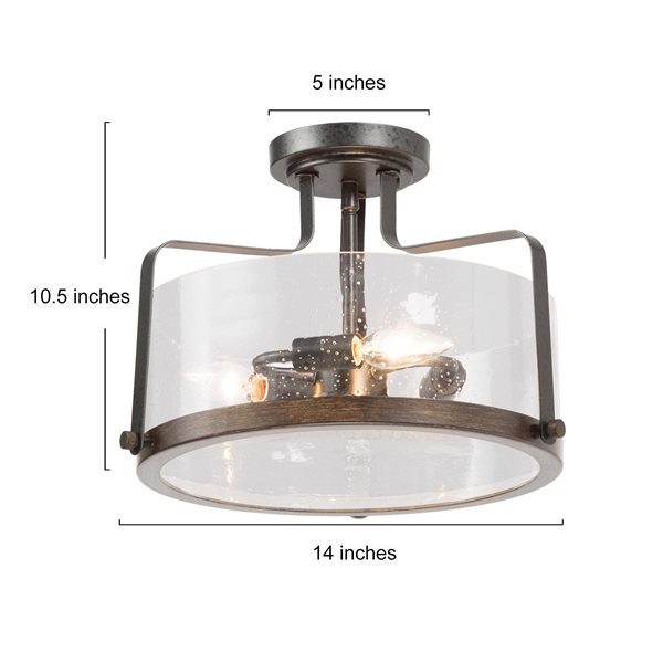 LNC 3-Light 14-in Bronze LED Semi-Flush Mount Light