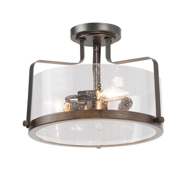 LNC 3-Light 14-in Bronze LED Semi-Flush Mount Light