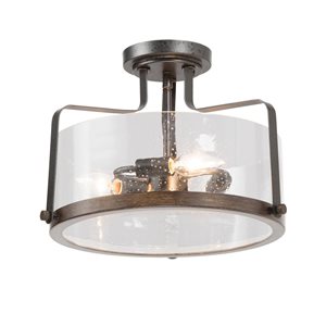 LNC 3-Light 14-in Bronze LED Semi-Flush Mount Light