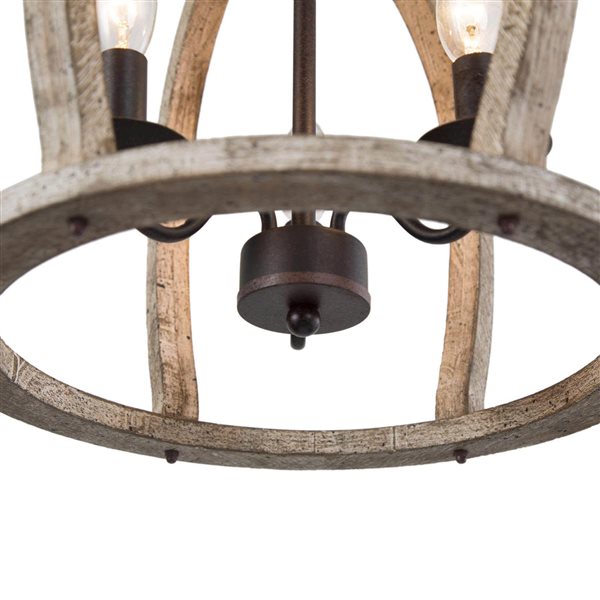 LNC Quaint 3-Light Bronze and White Wood Modern Farmhouse Chandelier