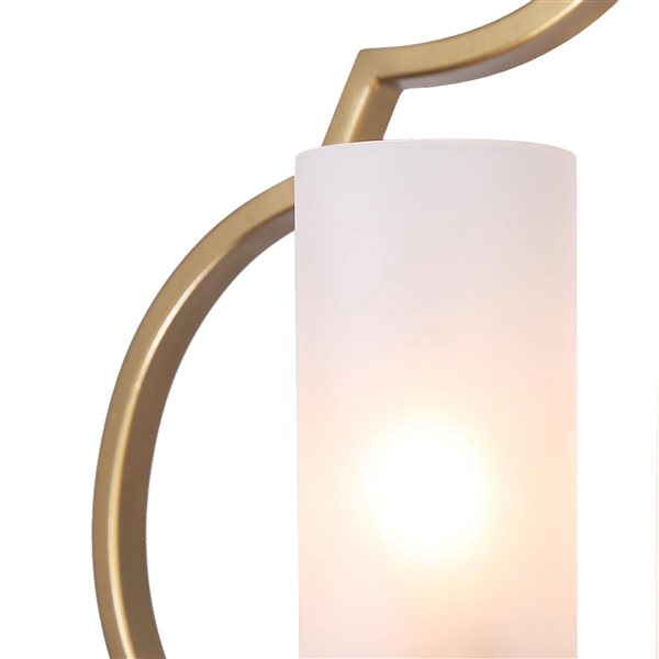 LNC Ellan 3-Light Gold and Frosted White Modern Cage LED Chandelier