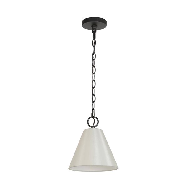 LNC Mocha Matte Black and Fabric Shade Modern Kitchen Island Light