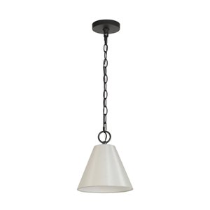 LNC Mocha Matte Black and Fabric Shade Modern Kitchen Island Light