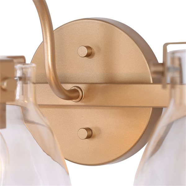 LNC Charm 15.5-in 3-Light Gold and Glass Shade Modern Vanity Light Bar