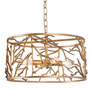 LNC Unique 4-Light Antique Brass Gold Modern/Contemporary Cage LED Chandelier