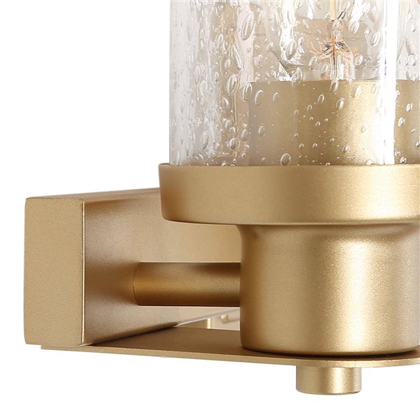 LNC Charm 3-Light Gold with Seeded Glass Shade Modern Vanity Light Bar