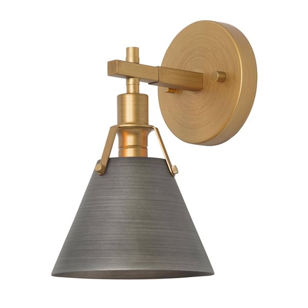 LNC 1-Light Brushed Gold and Grey Modern Bell Wall Sconce