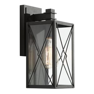 LNC  Pict 12-in Black and Clear Glass Outdoor Wall Light