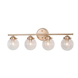 LNC Ellan 4-Light Matte Gold and Clear Glass Globe Contemporary Vanity Light