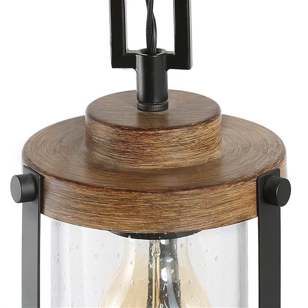 LNC Roth Mini Pendant Lighting Rustic Seeded Glass Cylinder for Kitchen Island