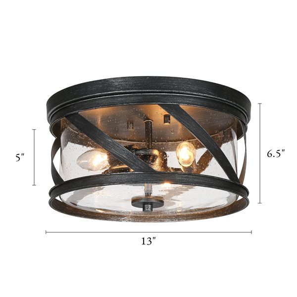 LNC Vine 3-Light 13-in Brushed Black LED Semi-Flush Mount Light