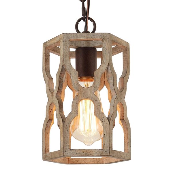 LNC Quaint Distressed Wood and Rustic Bronze Farmhouse Kitchen Island Light