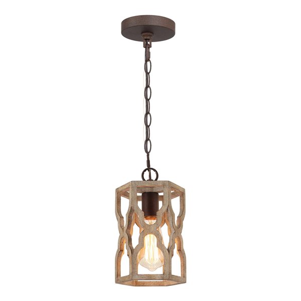 LNC Quaint Distressed Wood and Rustic Bronze Farmhouse Kitchen Island Light