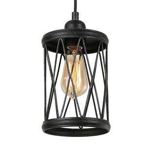 LNC Mocha Black Farmhouse Cylinder Kitchen Island Light