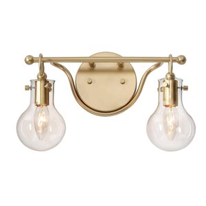 LNC Charm 2-Light Gold and Clear Glass Globe Modern LED Vanity Light Bar