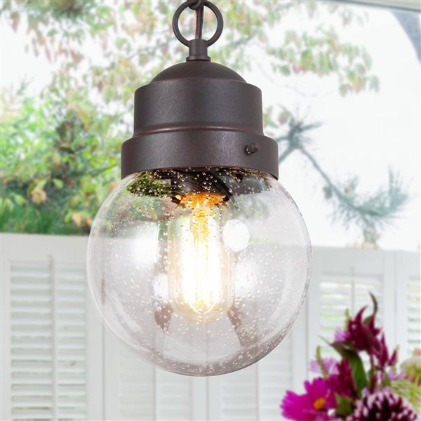 LNC Pavilion Bronze Farmhouse Globe Outdoor Pendant Light