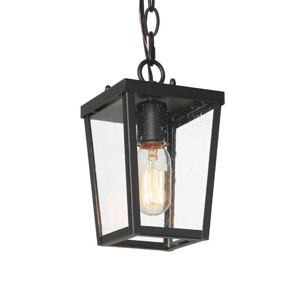 LNC Pict Black and Seeded Glass Modern/Contemporary Square LED Mini Pendant Light