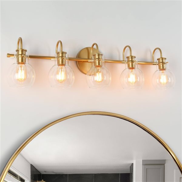 LNC Charm 5-Light Gold Modern/Contemporary Vanity Light Bar