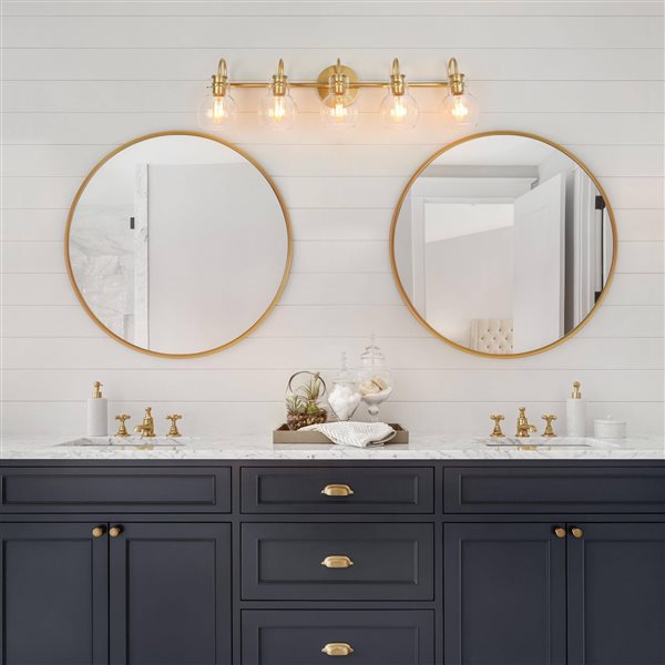 LNC Charm 5-Light Gold Modern/Contemporary Vanity Light Bar