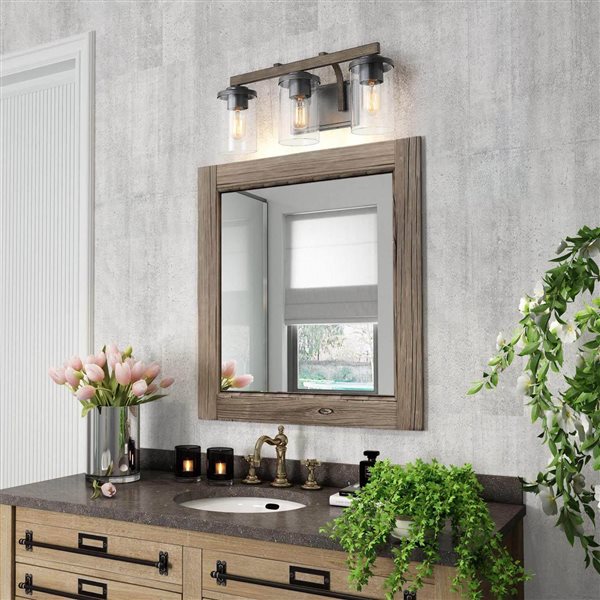 LNC Laius 3-Light Gray Farmhouse Vanity Light Bar