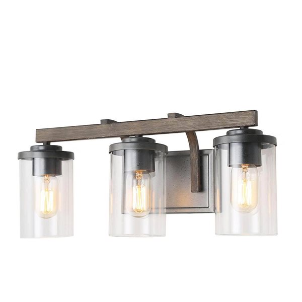 LNC Laius 3-Light Gray Farmhouse Vanity Light Bar