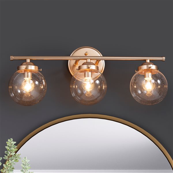 LNC Orthodox 3-Light Gold Modern Vanity Light Bar