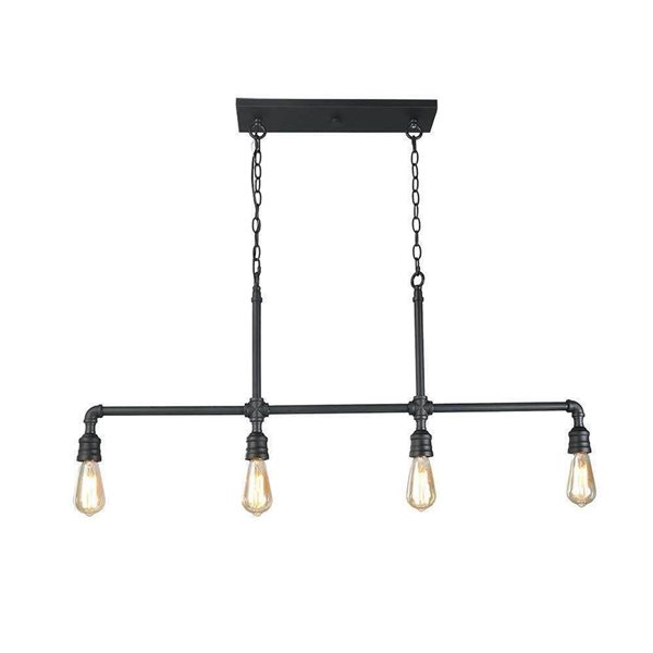 LNC Sabrina 4-Light Matte Black Industrial Chandelier