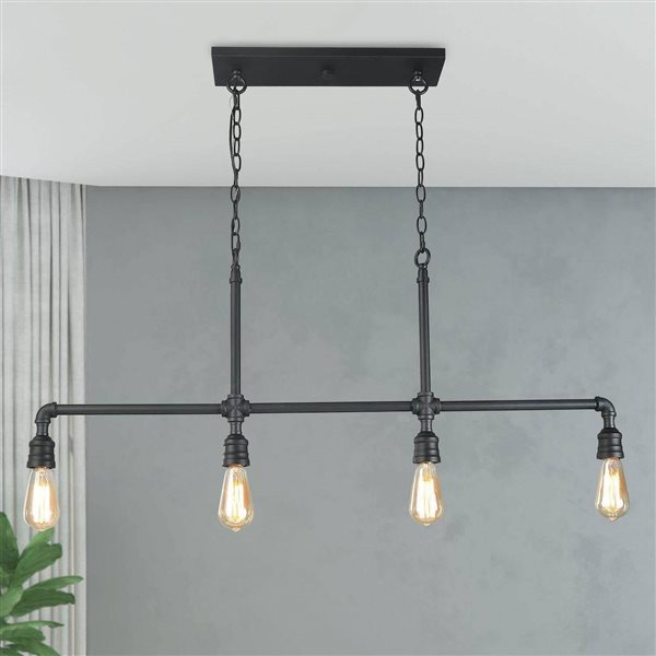 LNC Sabrina 4-Light Matte Black Industrial Chandelier