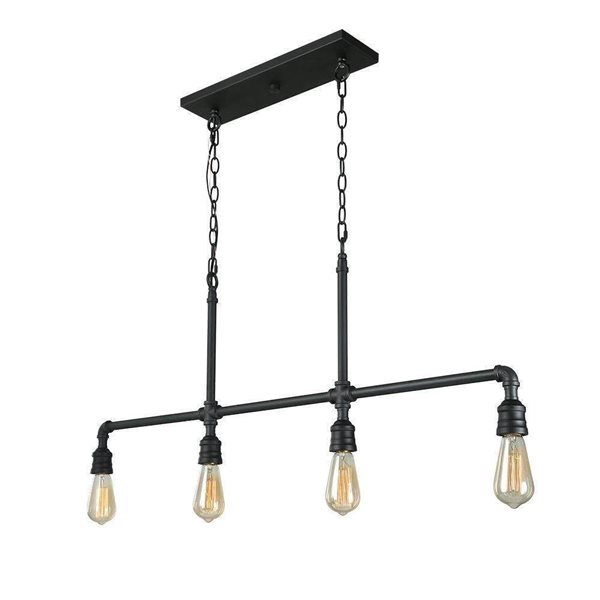 LNC Sabrina 4-Light Matte Black Industrial Chandelier