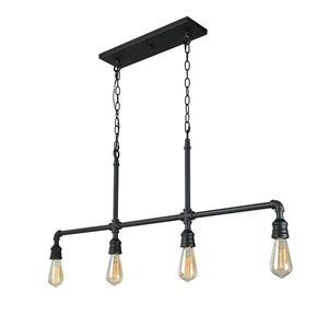 LNC Sabrina 4-Light Matte Black Industrial Chandelier