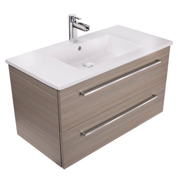 Cutler Kitchen & Bath Silhouette  30-in Aria Wall-Mount Vanity w/ White Acrylic Top and Single Sink