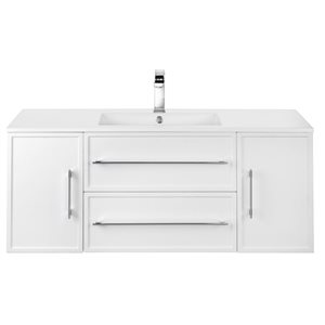 Cutler Kitchen & Bath Milano 48-in White Wall-Mount Vanity w/ White Acrylic Top and Single Sink