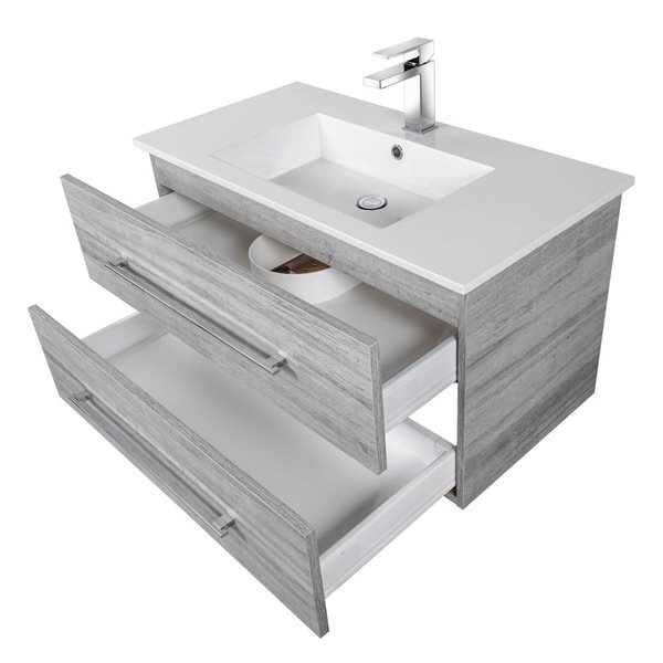 Cutler Kitchen & Bath Kato 36-in Soho Wall-Mount Vanity w/ White Acrylic Top and Single Sink