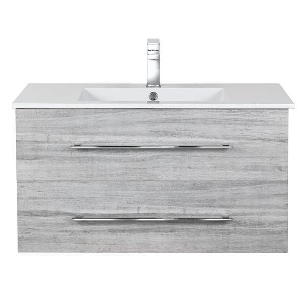 Meuble-lavabo simple Kato 36 po gris comptoir en acrylique blanc