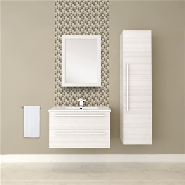 Cutler Kitchen & Bath Silhouette 30-in White Chocolate Wall-Mount Vanity w/ White Acrylic Top and Single Sink