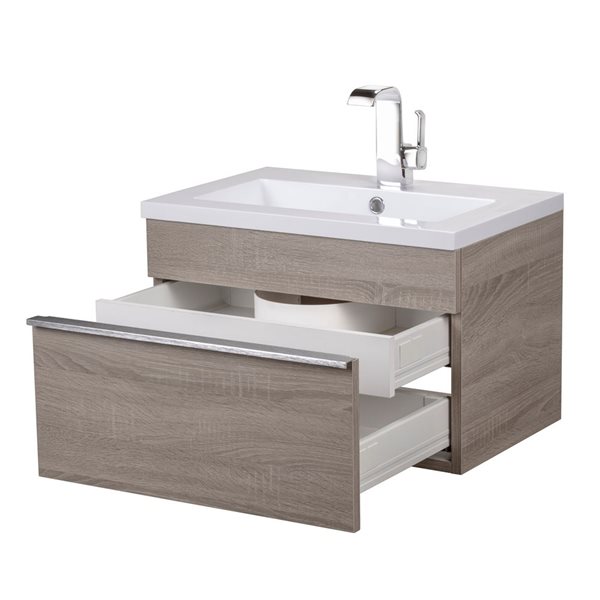 Cutler Kitchen & Bath Trough 24-in Dorato Wall-Mount Vanity w/ White Acrylic Top and Single Sink