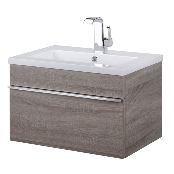 Cutler Kitchen & Bath Trough 24-in Dorato Wall-Mount Vanity w/ White Acrylic Top and Single Sink