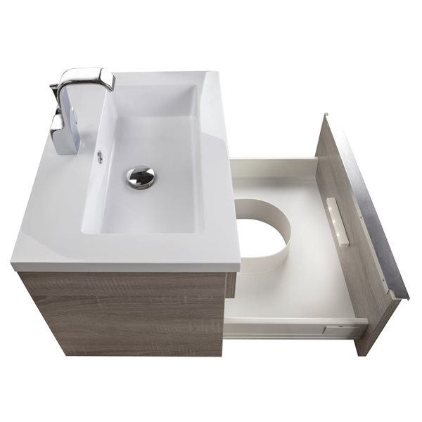 Cutler Kitchen & Bath Trough 24-in Dorato Wall-Mount Vanity w/ White Acrylic Top and Single Sink