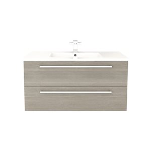 Meuble-lavabo mural Silhouette Cutler Kitchen & Bath plan similimarbre blanc 36 l. x 19 p. x 20 po-in h., Aria