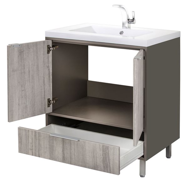 Cutler Kitchen & Bath London 36-in Gray Freestanding Vanity w/ White Acrylic Top and Single Sink