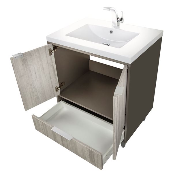 Cutler Kitchen & Bath London 36-in Gray Freestanding Vanity w/ White Acrylic Top and Single Sink