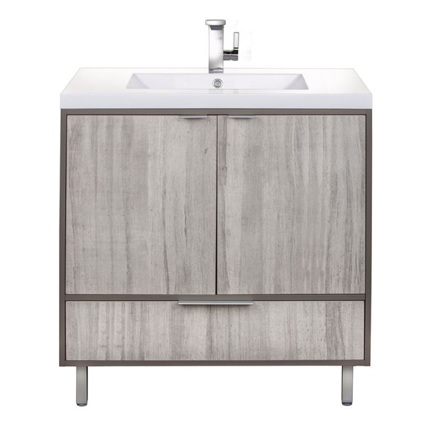 Meuble-lavabo simple London 36 po gris comptoir en acrylique blanc