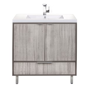 Meuble-lavabo sur pied simple vasque London Cutler Kitchen & Bath plan similimarbre blanc 36 l. x 21 p. x 30 po-in h., Soho