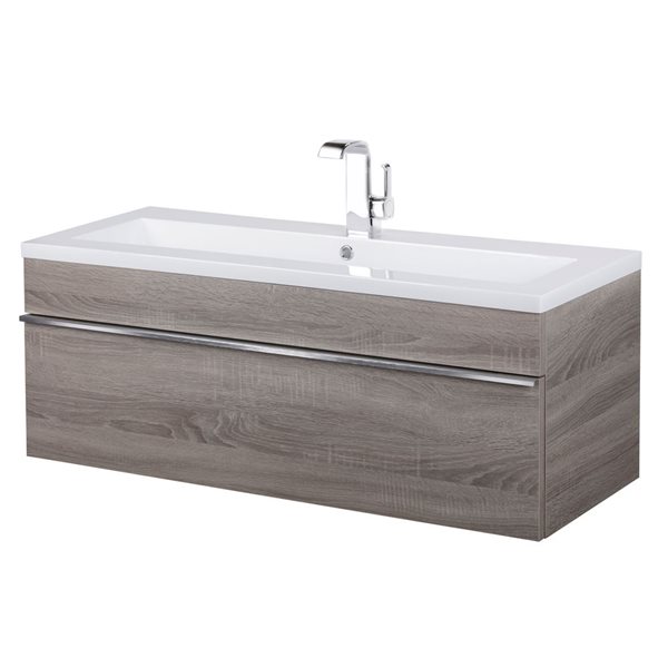 Cutler Kitchen & Bath Trough 42-in Dorato Wall-Mount Vanity w/ White Acrylic Top and Single Sink